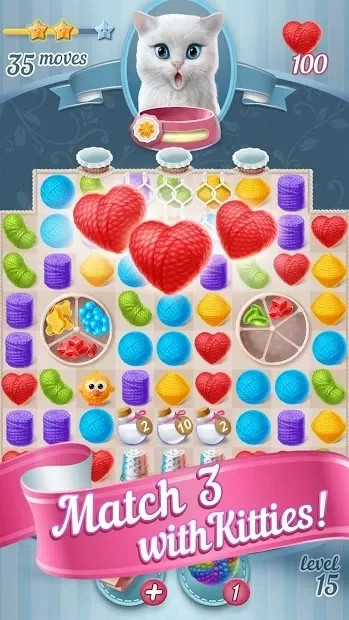 Скриншот Knittens: Sweet Match 3 Puzzles & Adorable Kittens