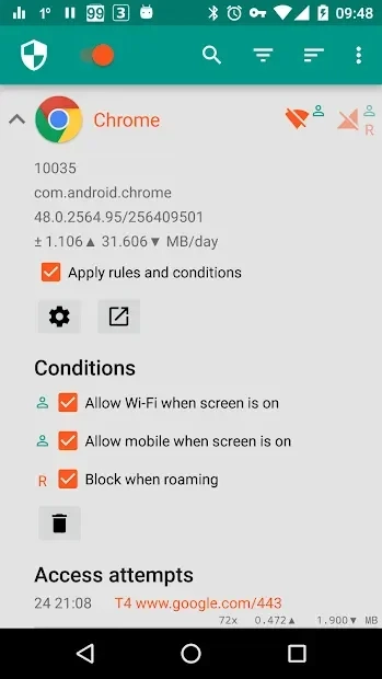 Скриншот NetGuard - no-root firewall